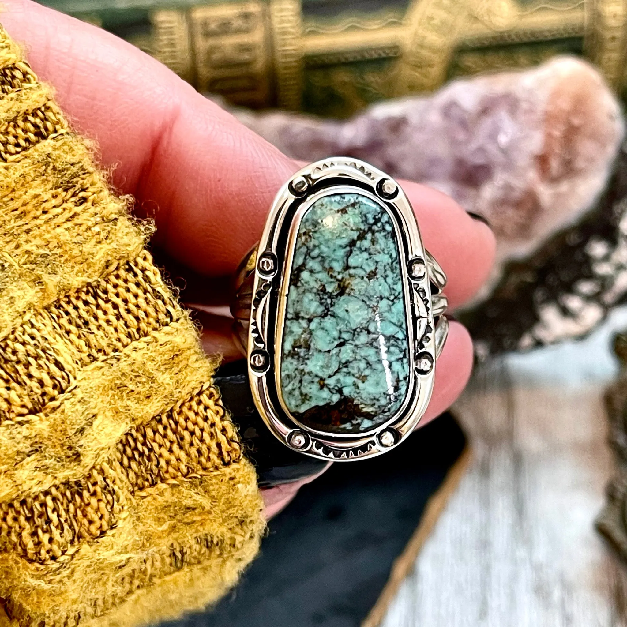 Size 8 Turquoise ( # 8 Turquoise) Statement Ring Set in Sterling Silver / Curated by FOXLARK Collection