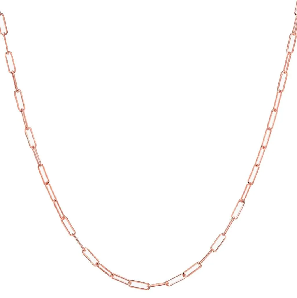 Small 14K Gold Paper Clip Necklace 2.0mm-No Clasp