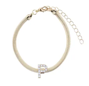 Snake Chain Initial Bracelet| P