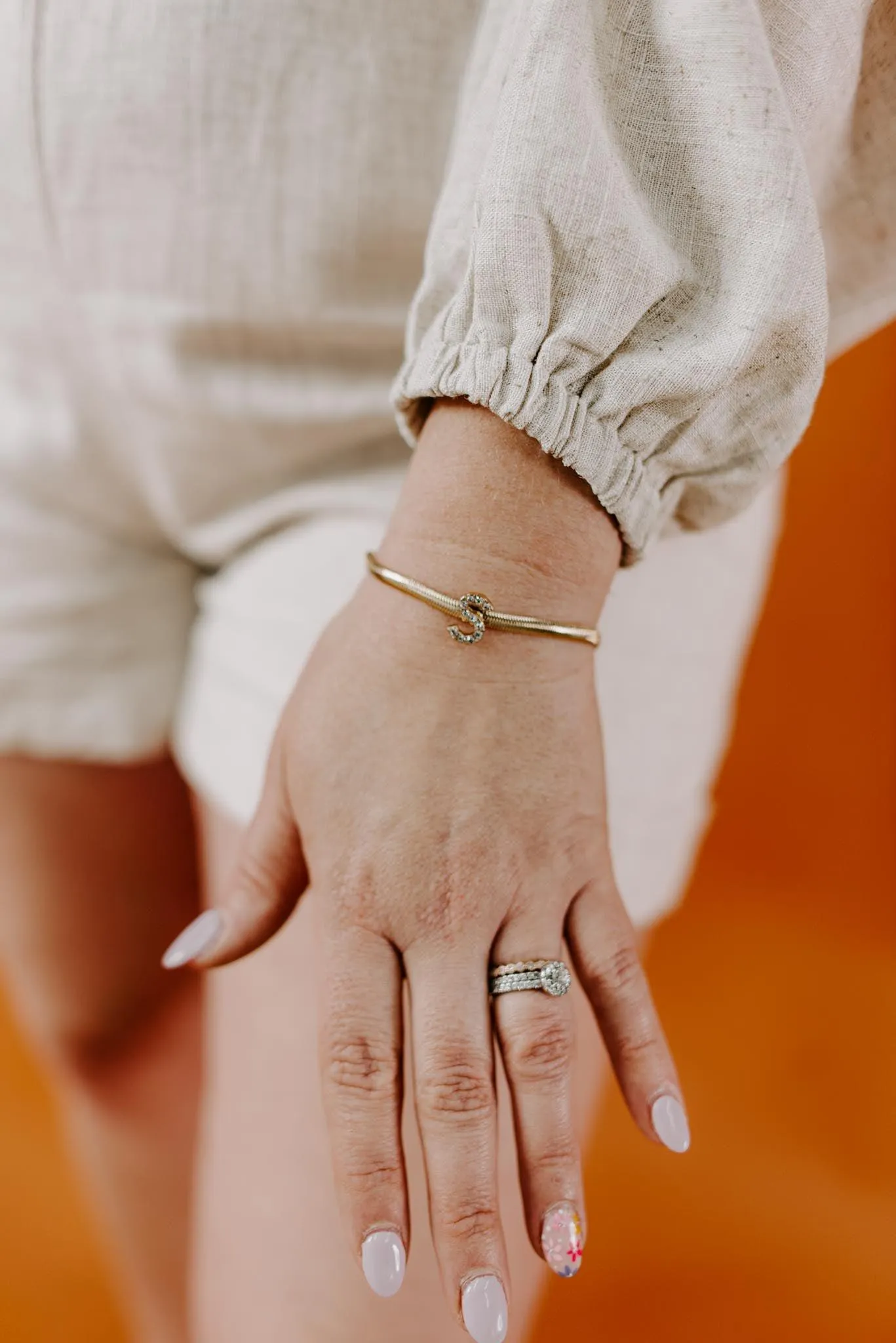 Snake Chain Initial Bracelet| P