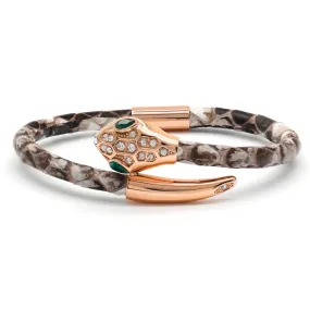 Snake Head Bracelet - Natural Python with Zircon Diamond