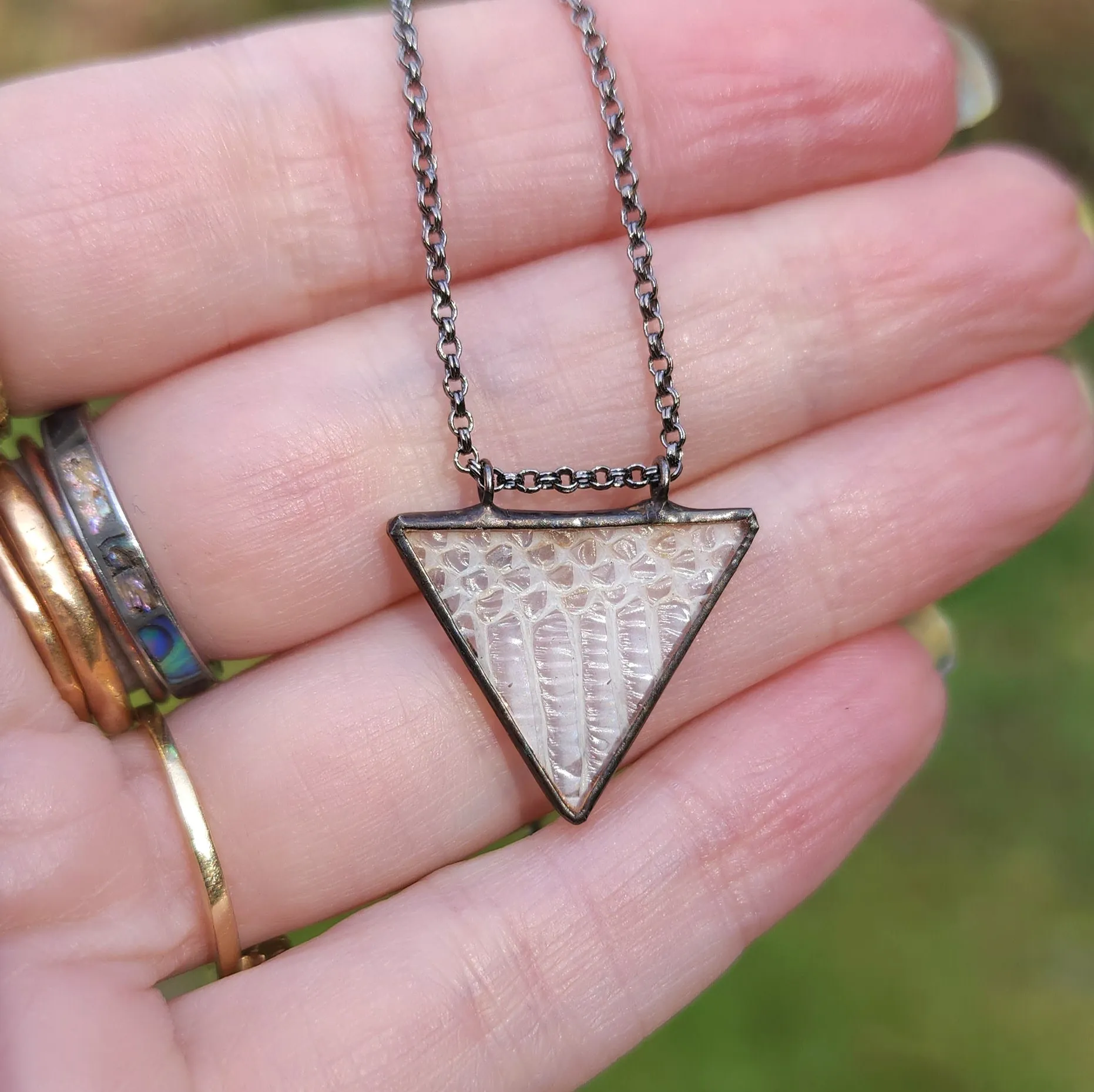 Snakeskin Shed Triangle Necklace