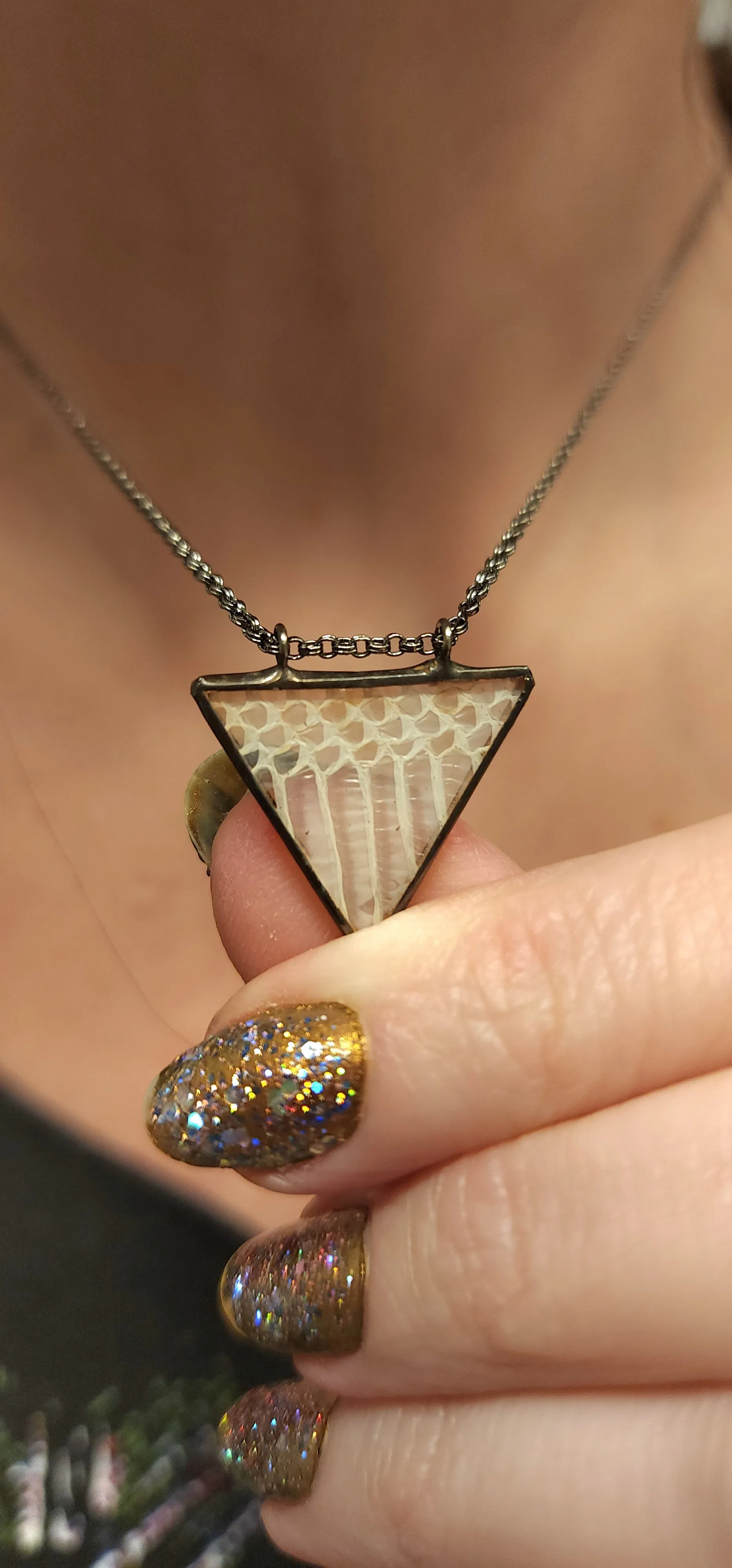 Snakeskin Shed Triangle Necklace