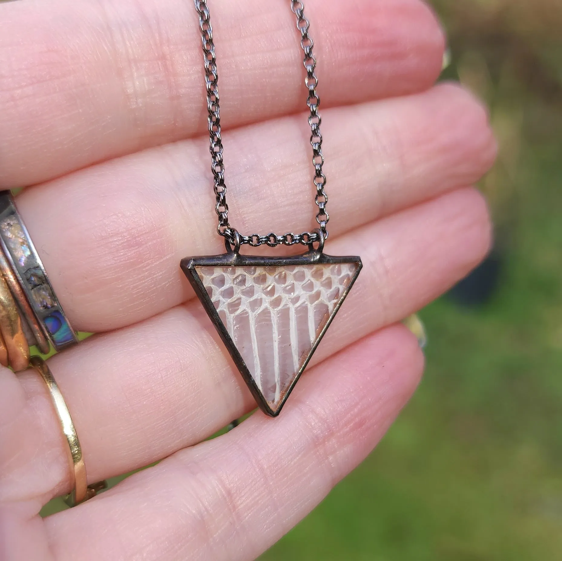 Snakeskin Shed Triangle Necklace