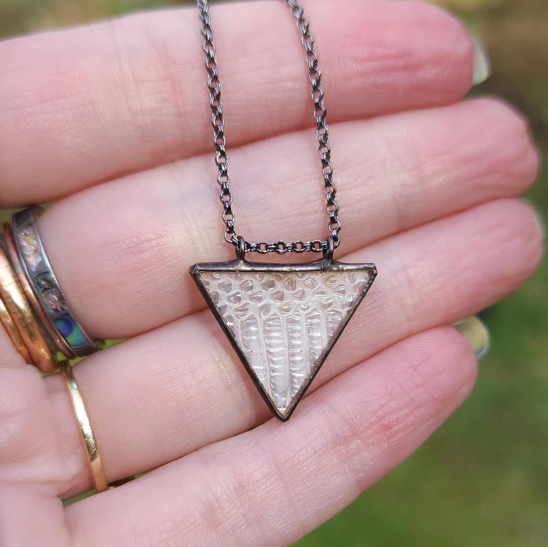 Snakeskin Shed Triangle Necklace