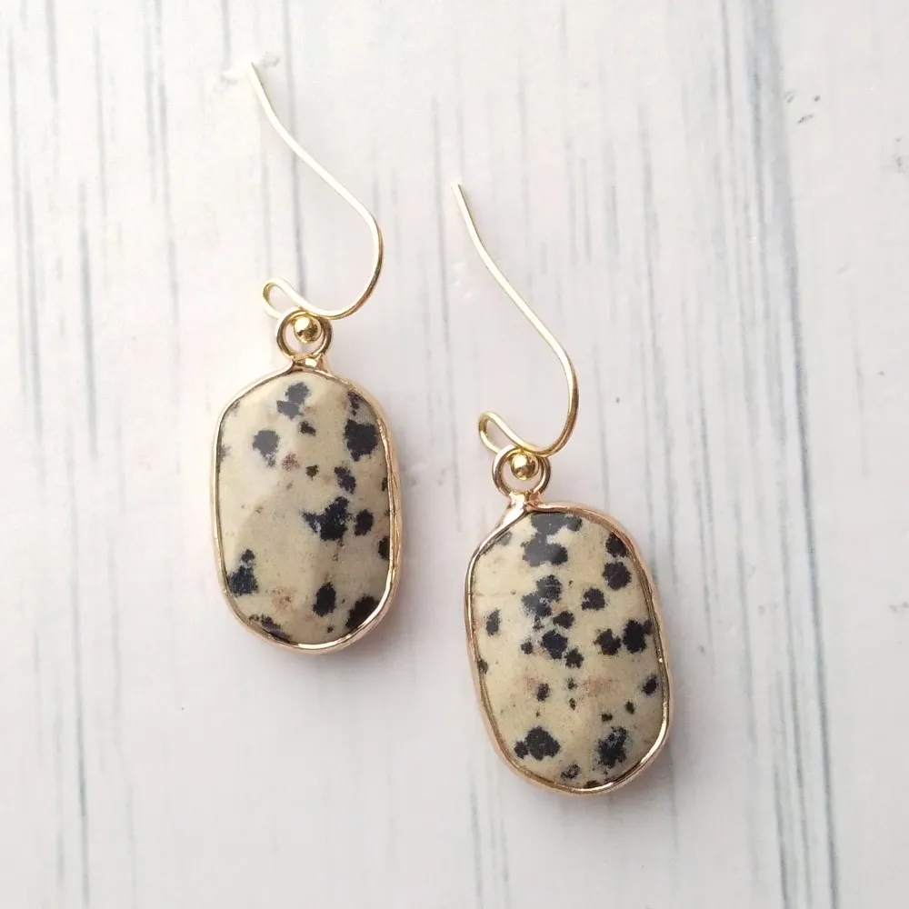 Speckled Agate Single Drop Hook Earrings