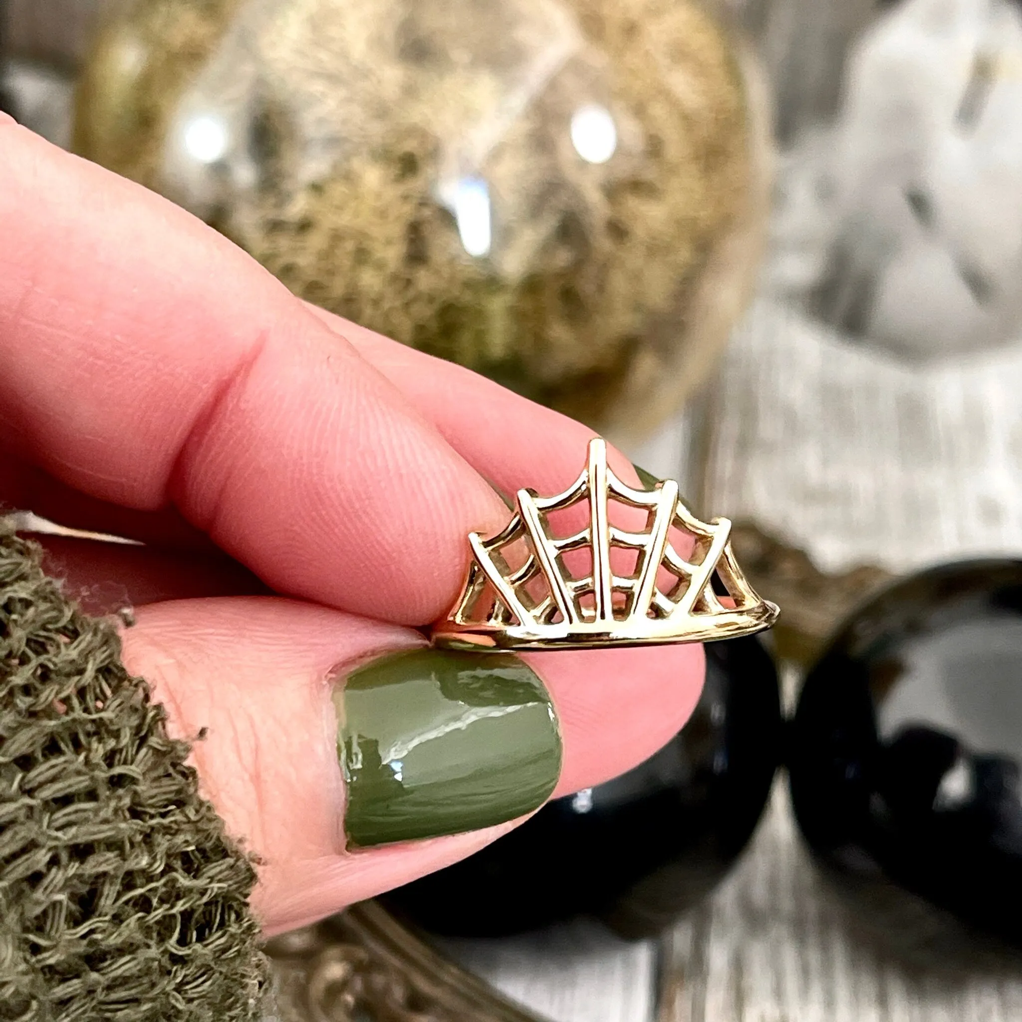 Spider Web Ring in Brass / Size 7 8 9