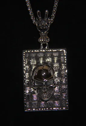 Stainless Steel Large Rectangle Skull Pendant - UDINC0478