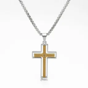 Stainless Steel Rotatable Cross Pendant - Gold