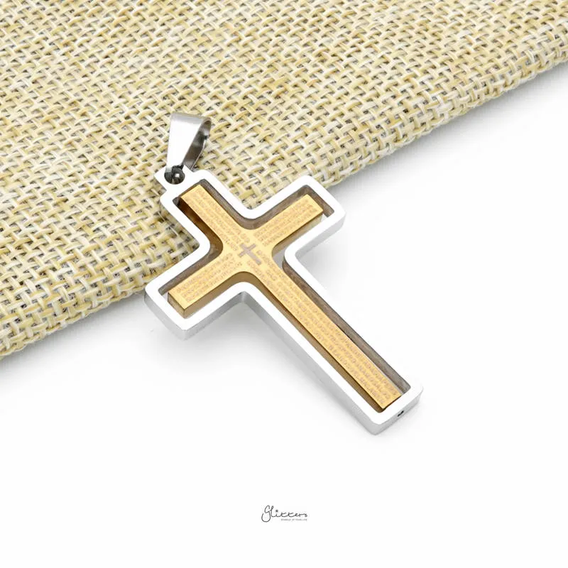 Stainless Steel Rotatable Cross Pendant - Gold