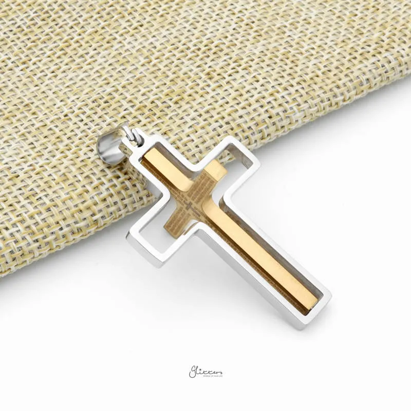 Stainless Steel Rotatable Cross Pendant - Gold