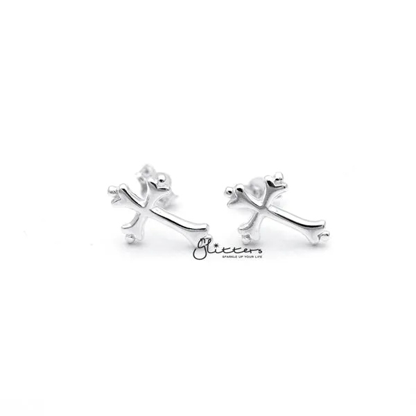 Sterling Silver Cross Stud Earrings