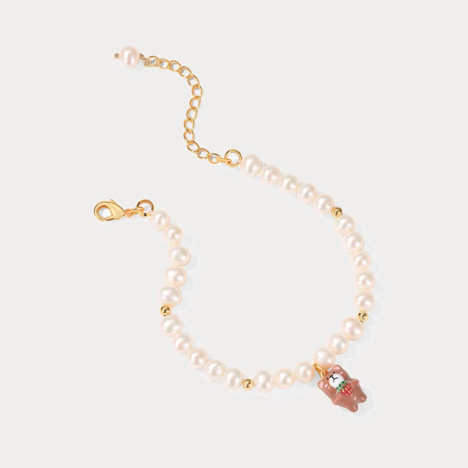 Strawberry Bear Pearl Bracelet