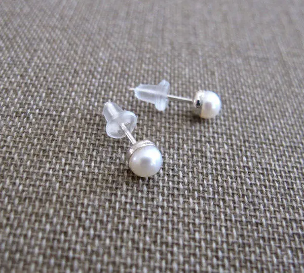 Stud Earrings with Pearls - Wedding Earrings