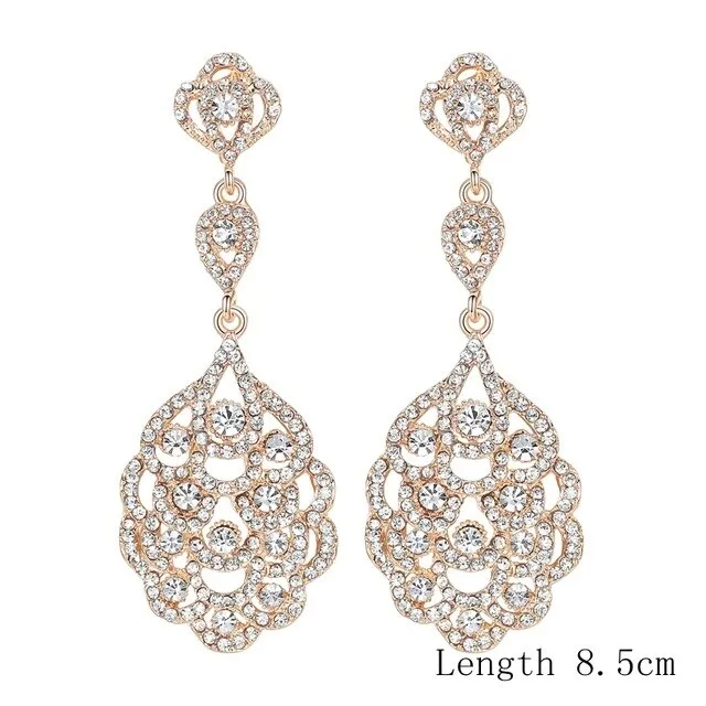 Stunning High Quality Rhinestone Long Crystal  Earrings