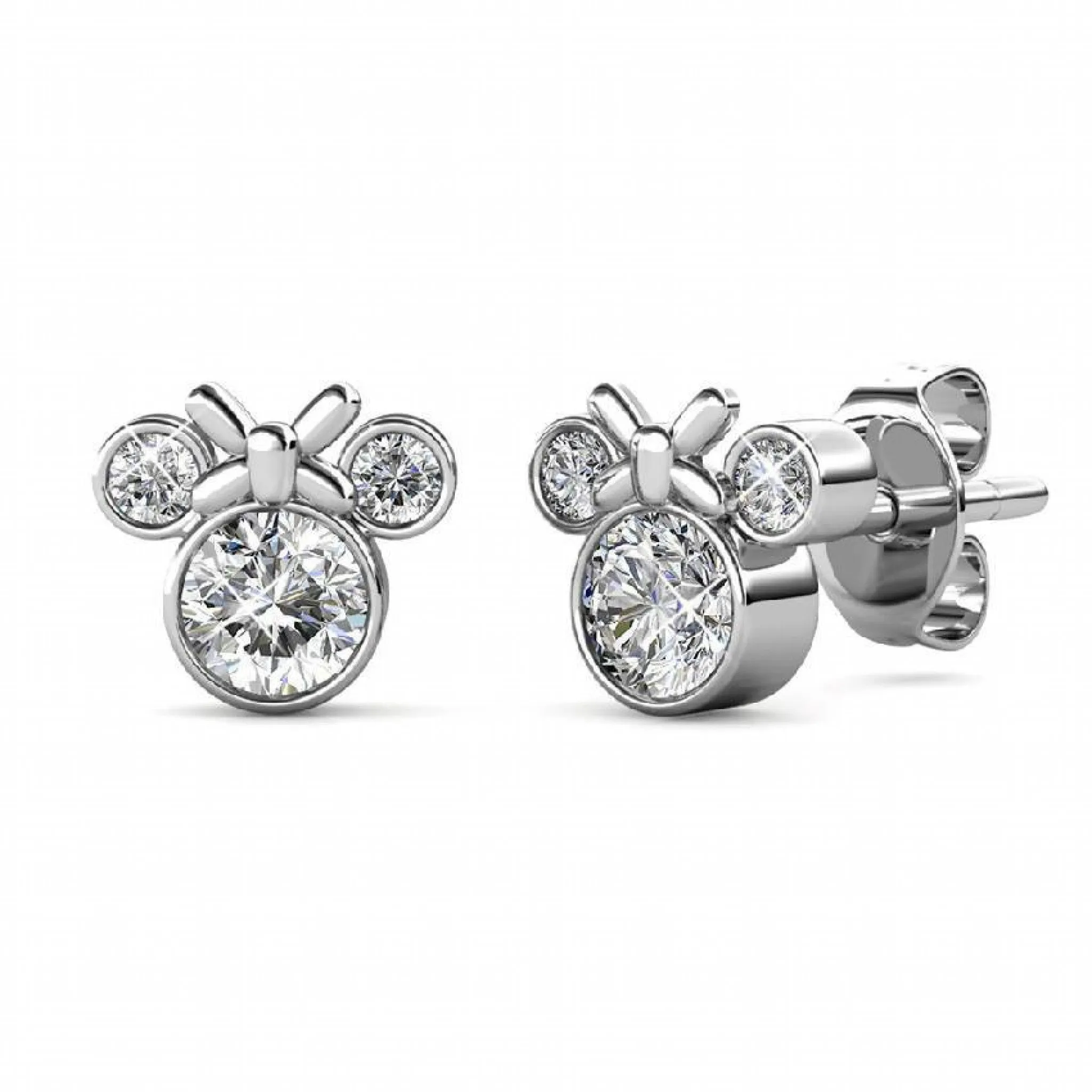 Stylacity Silver Minnie Mouse Swarovski Crystal Earrings