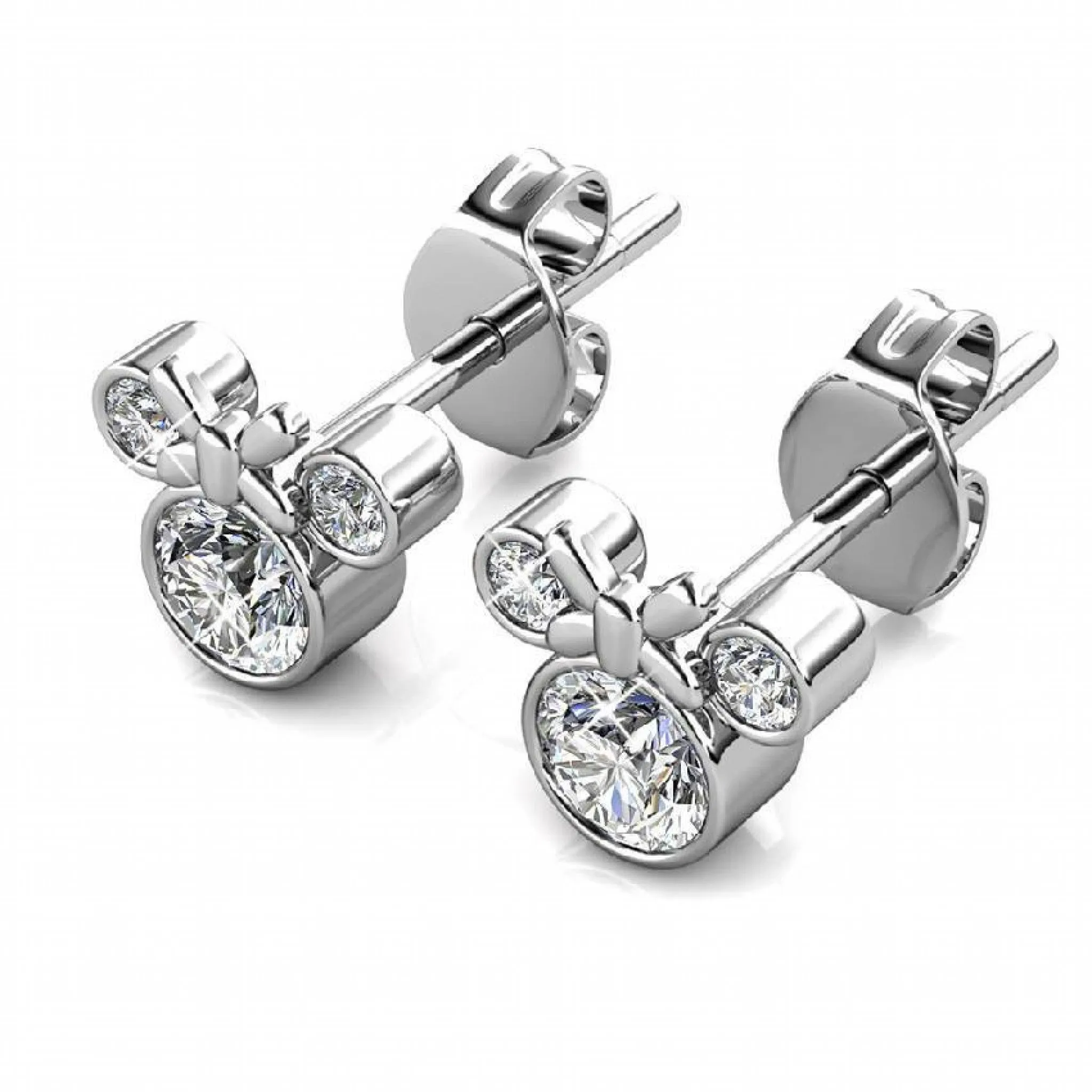 Stylacity Silver Minnie Mouse Swarovski Crystal Earrings