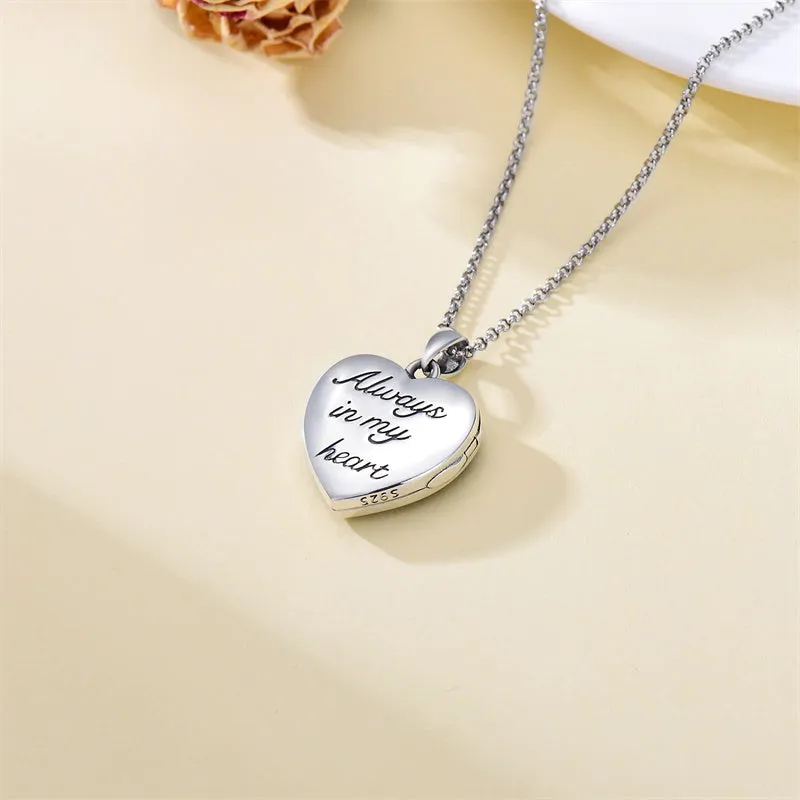 Sunflower Butterfly Triple Moon Rose Locket Necklace Sterling Silver Photo Necklace that Hold Pictures for Mother Women