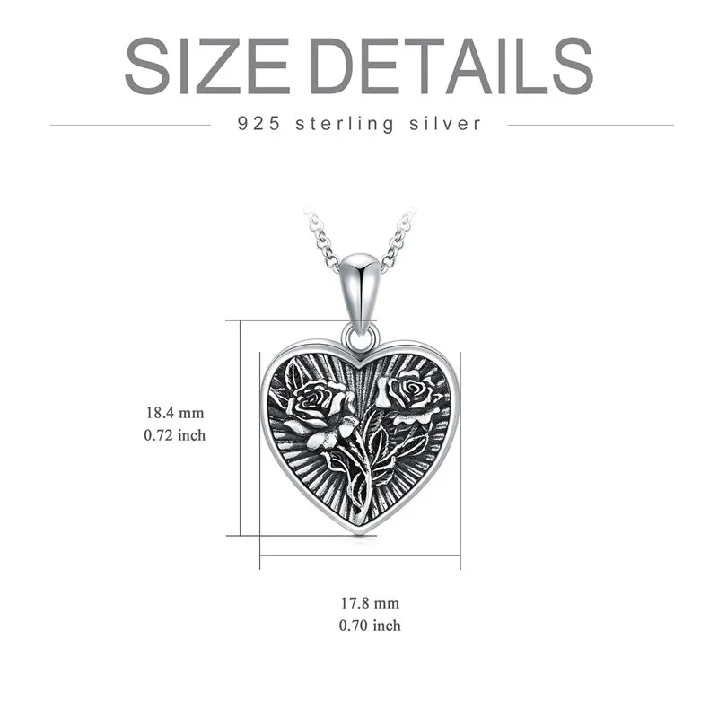 Sunflower Butterfly Triple Moon Rose Locket Necklace Sterling Silver Photo Necklace that Hold Pictures for Mother Women