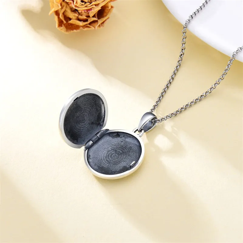 Sunflower Butterfly Triple Moon Rose Locket Necklace Sterling Silver Photo Necklace that Hold Pictures for Mother Women