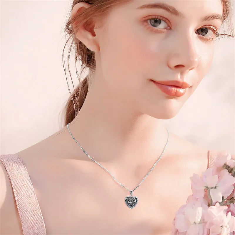 Sunflower Butterfly Triple Moon Rose Locket Necklace Sterling Silver Photo Necklace that Hold Pictures for Mother Women