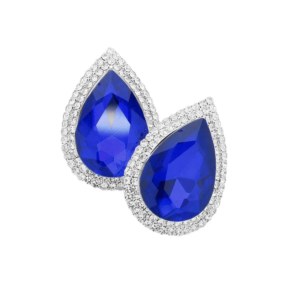 Teardrop Stone Accented Evening Earrings