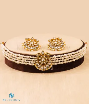 The Ruhaniyat Silver Jadau Pearl  Necklace Set