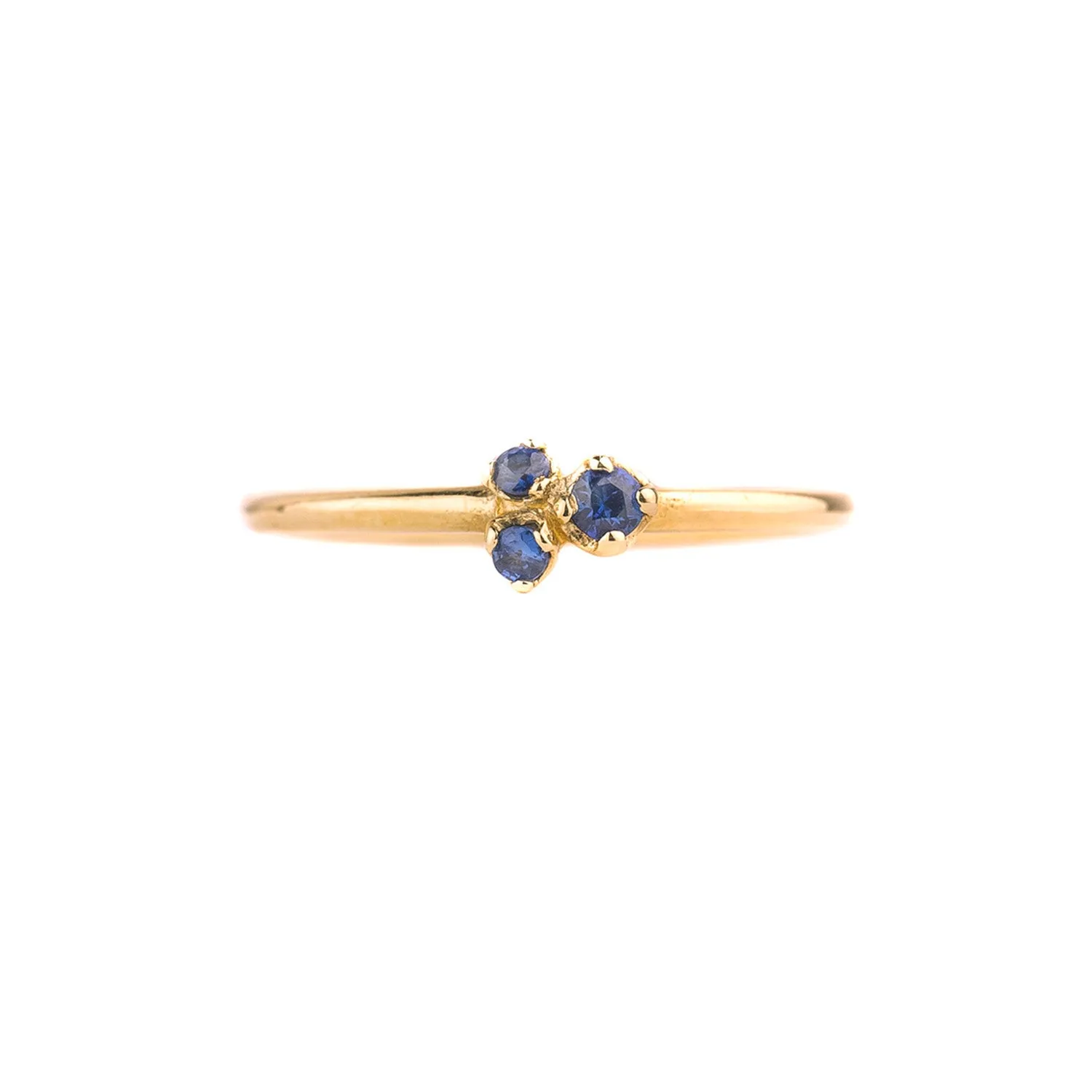 Three Buds Rose Cut Sapphire 14k Gold Ring by N A