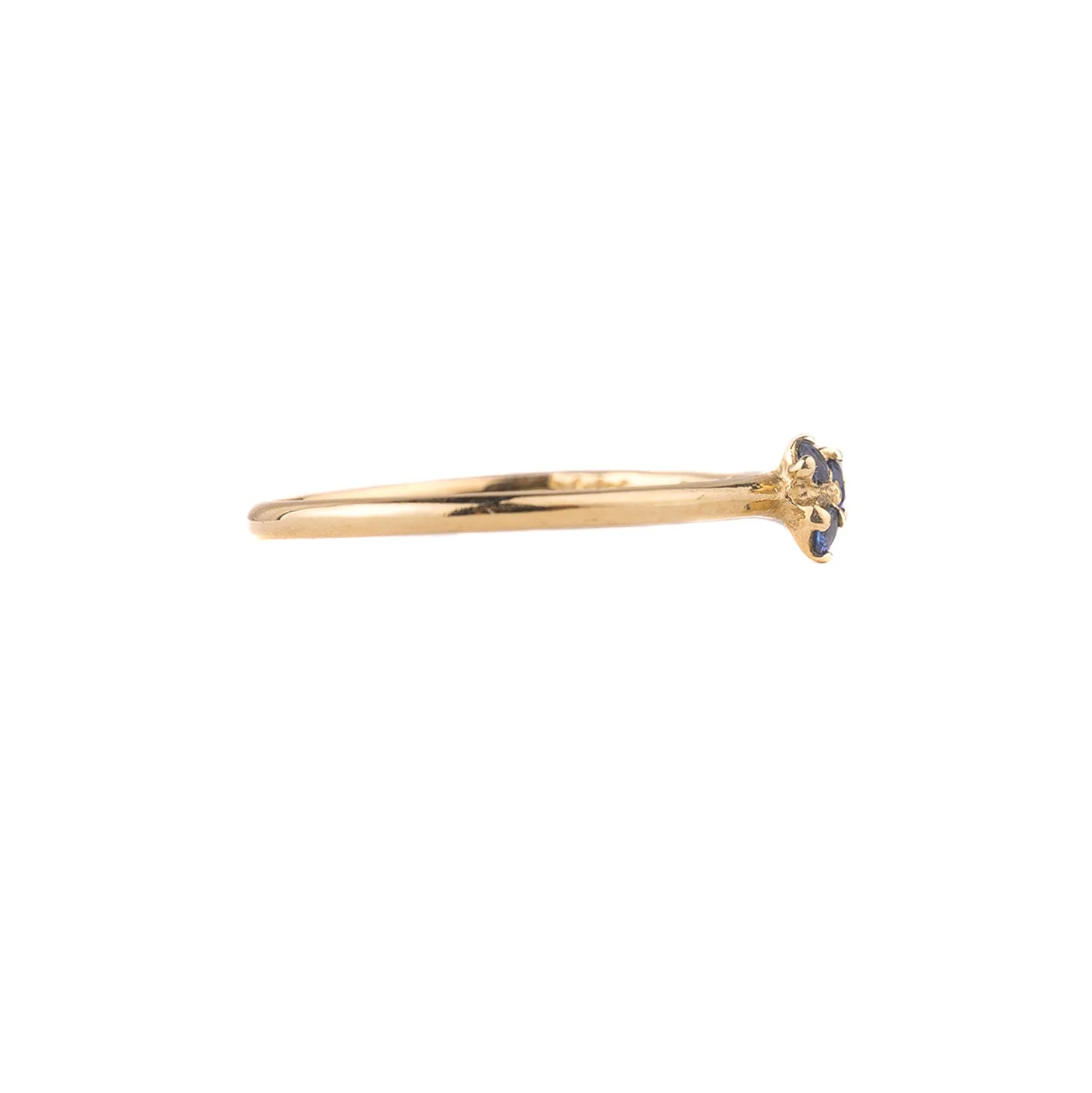 Three Buds Rose Cut Sapphire 14k Gold Ring by N A