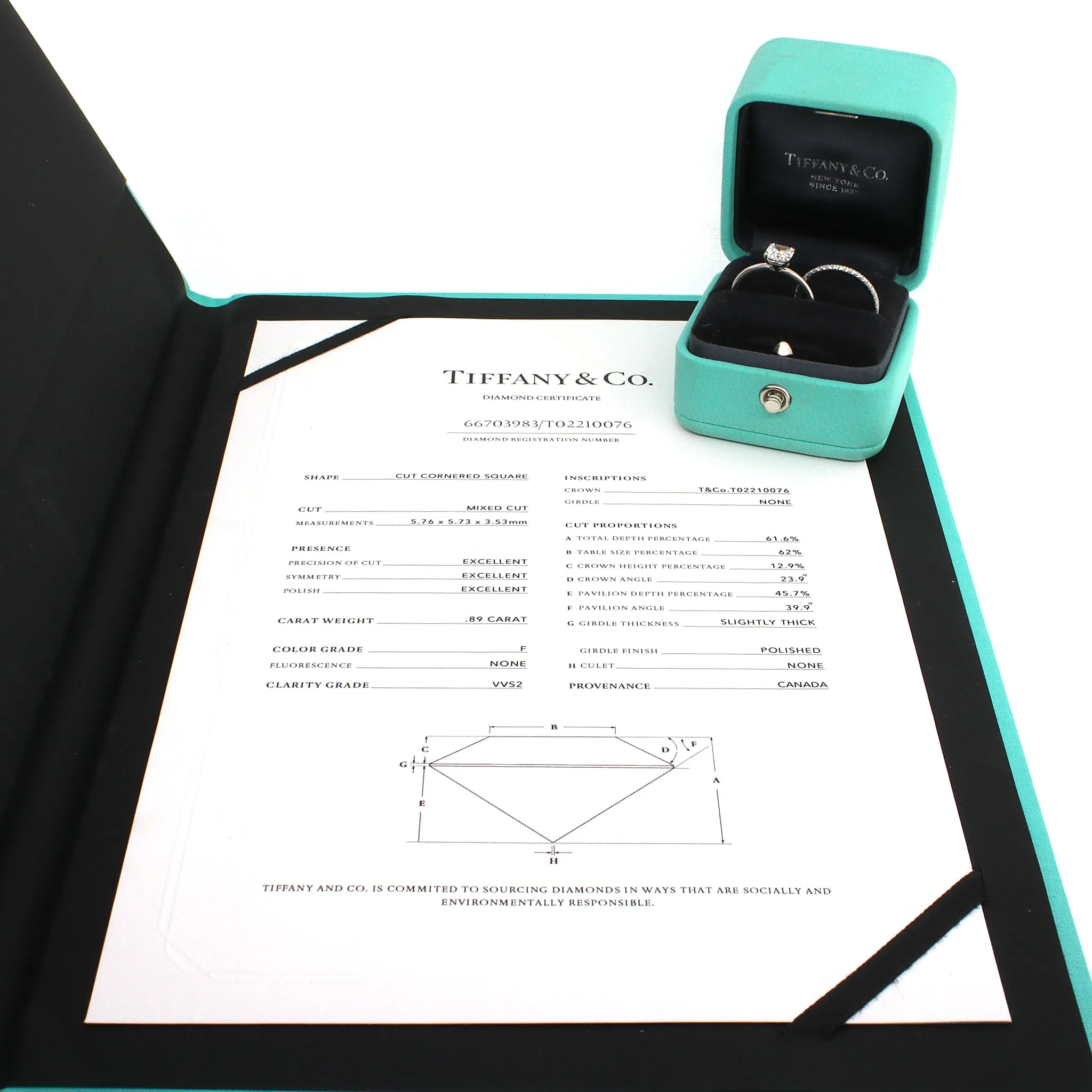 Tiffany & Co. 'TRUE' Diamond Platinum Engagement Ring and Wedding Band Set