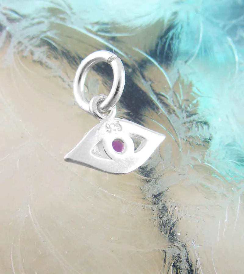 Tiny Evil Eye Protective Charm With Amethyst Cabochon