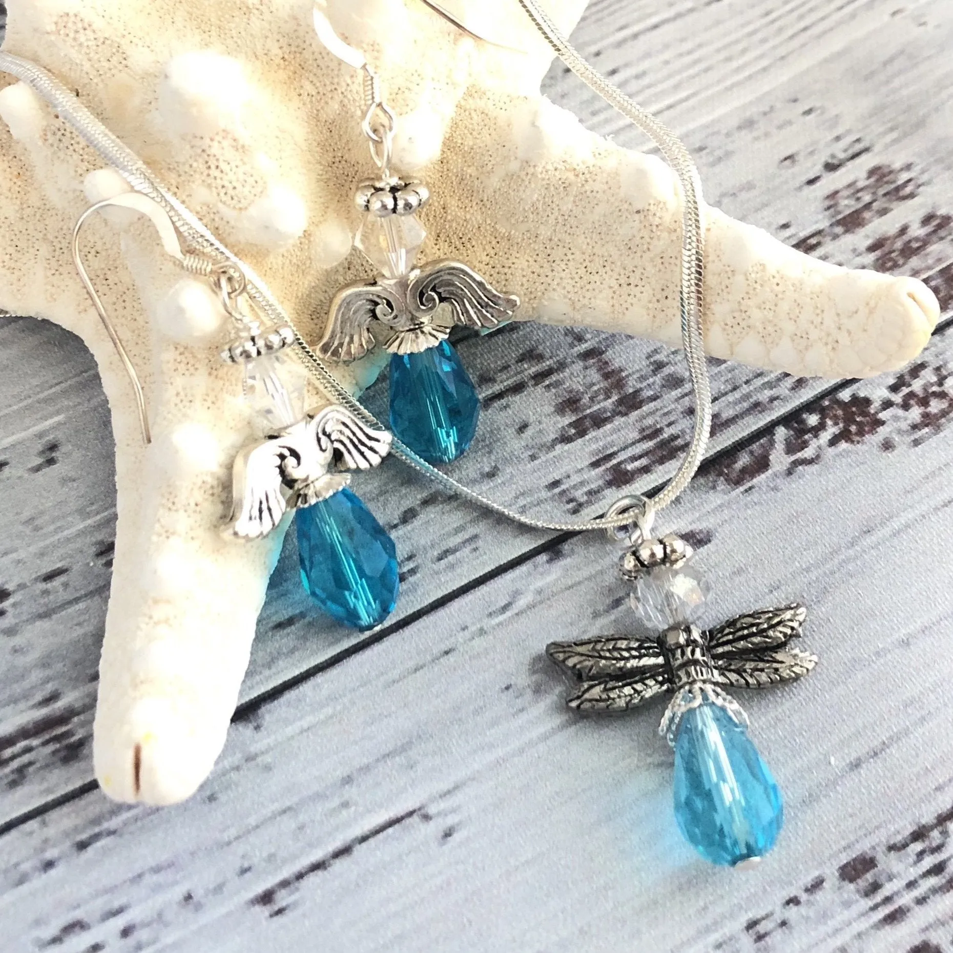 Turquoise Angel Swarovski Earrings