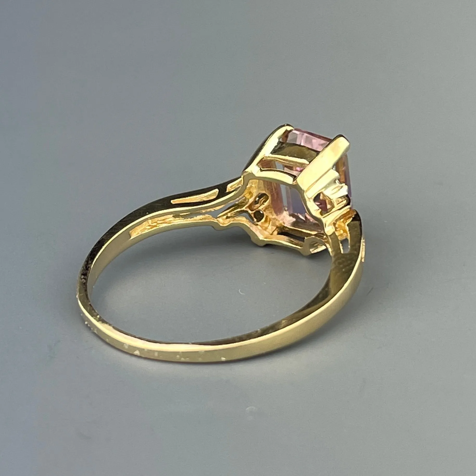 Vintage 14K Gold Diamond Ametrine Cocktail Ring, Sz 7 1/2