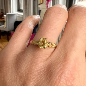 Vintage Engraved Solitaire Citrine Ring