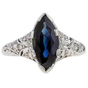 Vintage Marquise Sapphire Ring, 1.80ct.