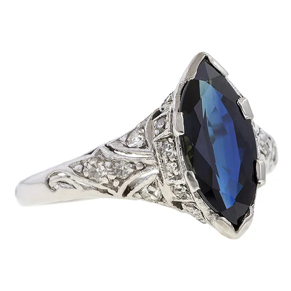 Vintage Marquise Sapphire Ring, 1.80ct.