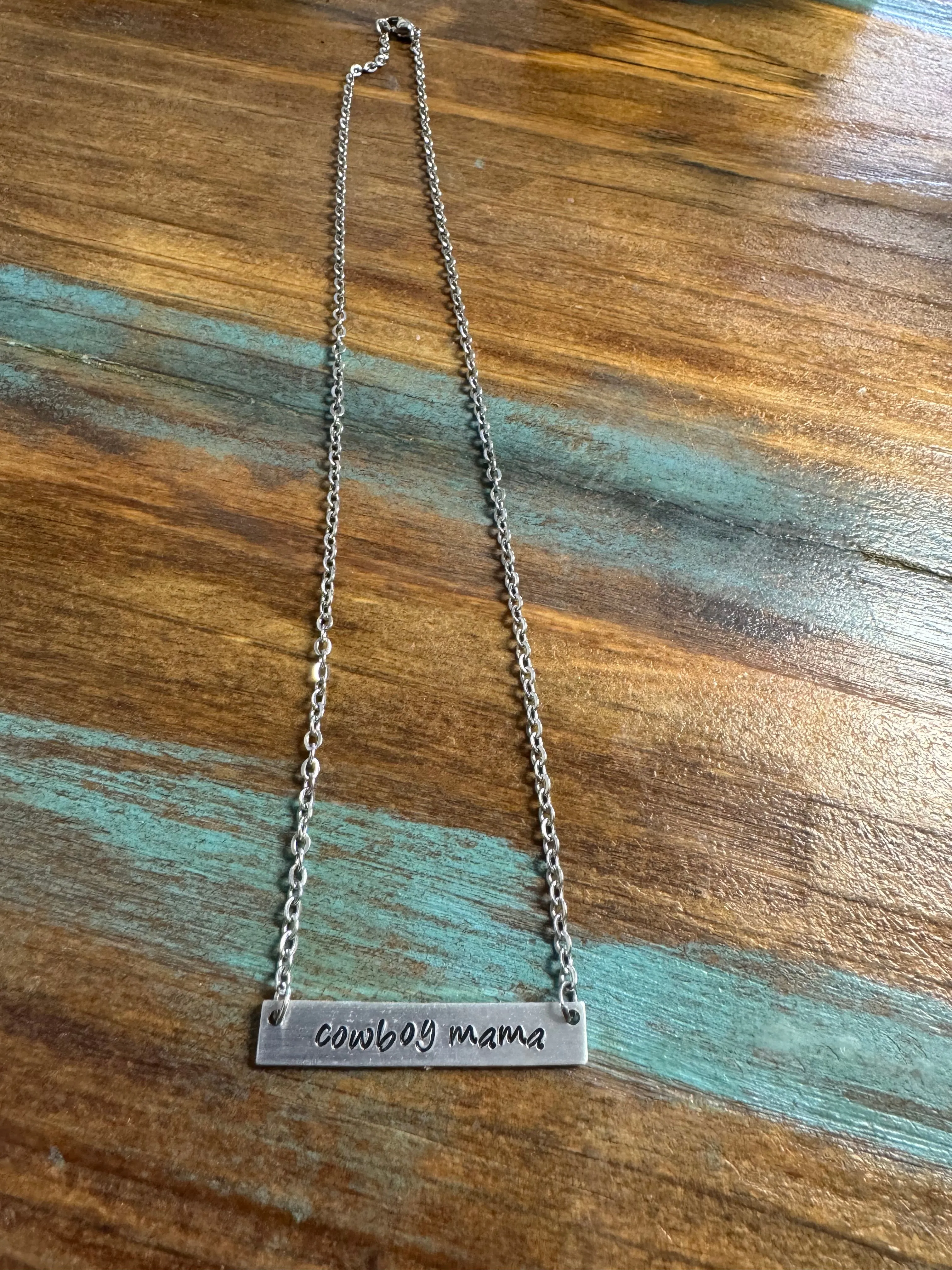 Western Single Bar Engraved Necklaces