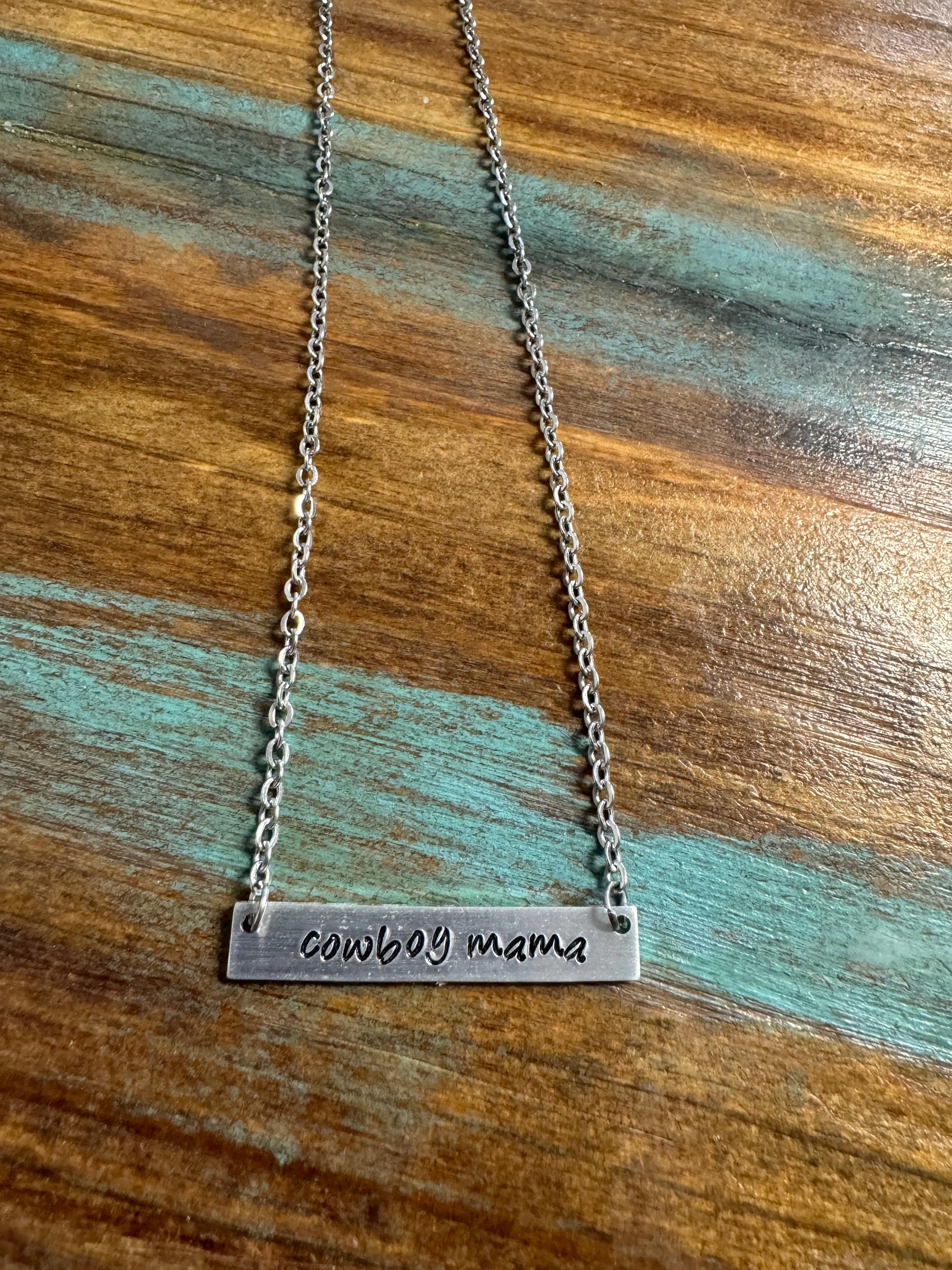 Western Single Bar Engraved Necklaces