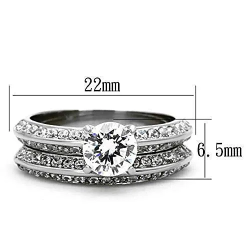 WildKlass Stainless Steel Wedding Ring High Polished (no Plating) Women AAA Grade CZ Clear