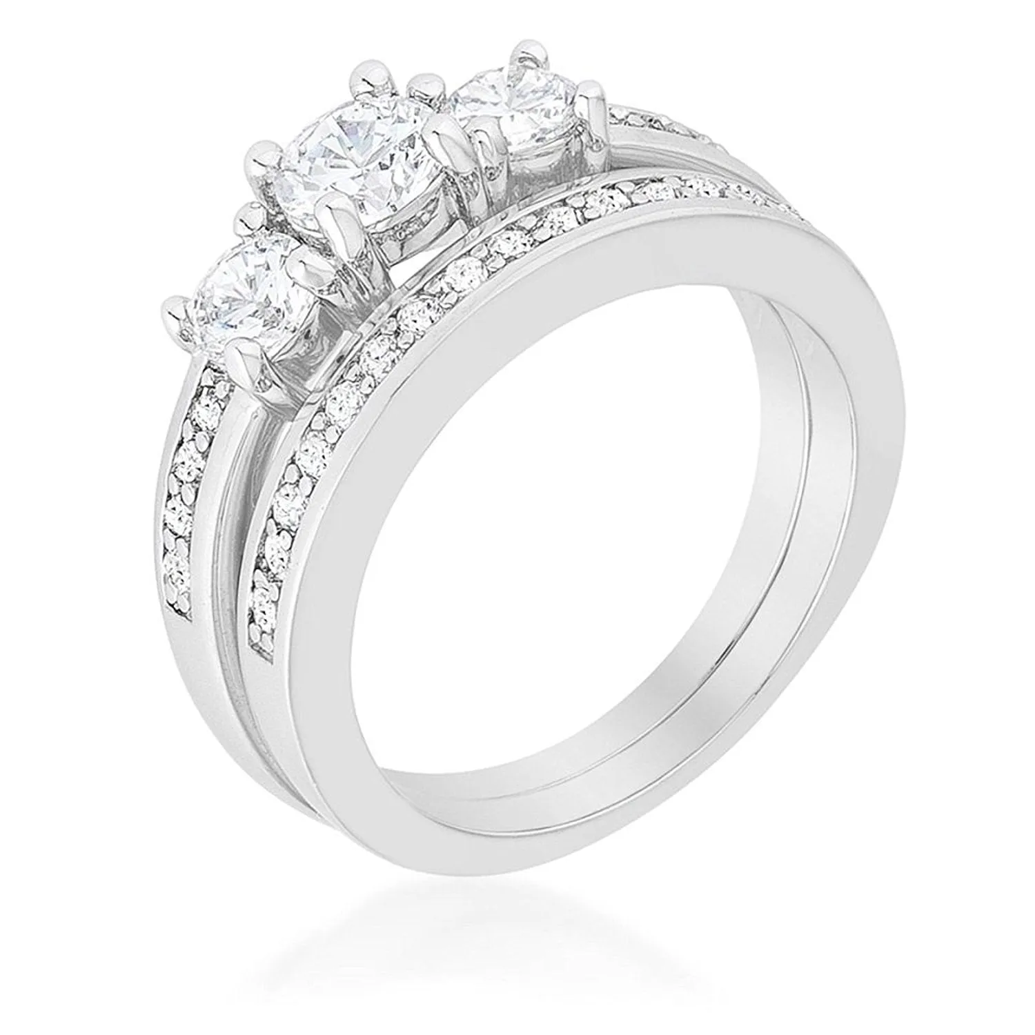 WildKlass Three Stone Wedding Ring Set