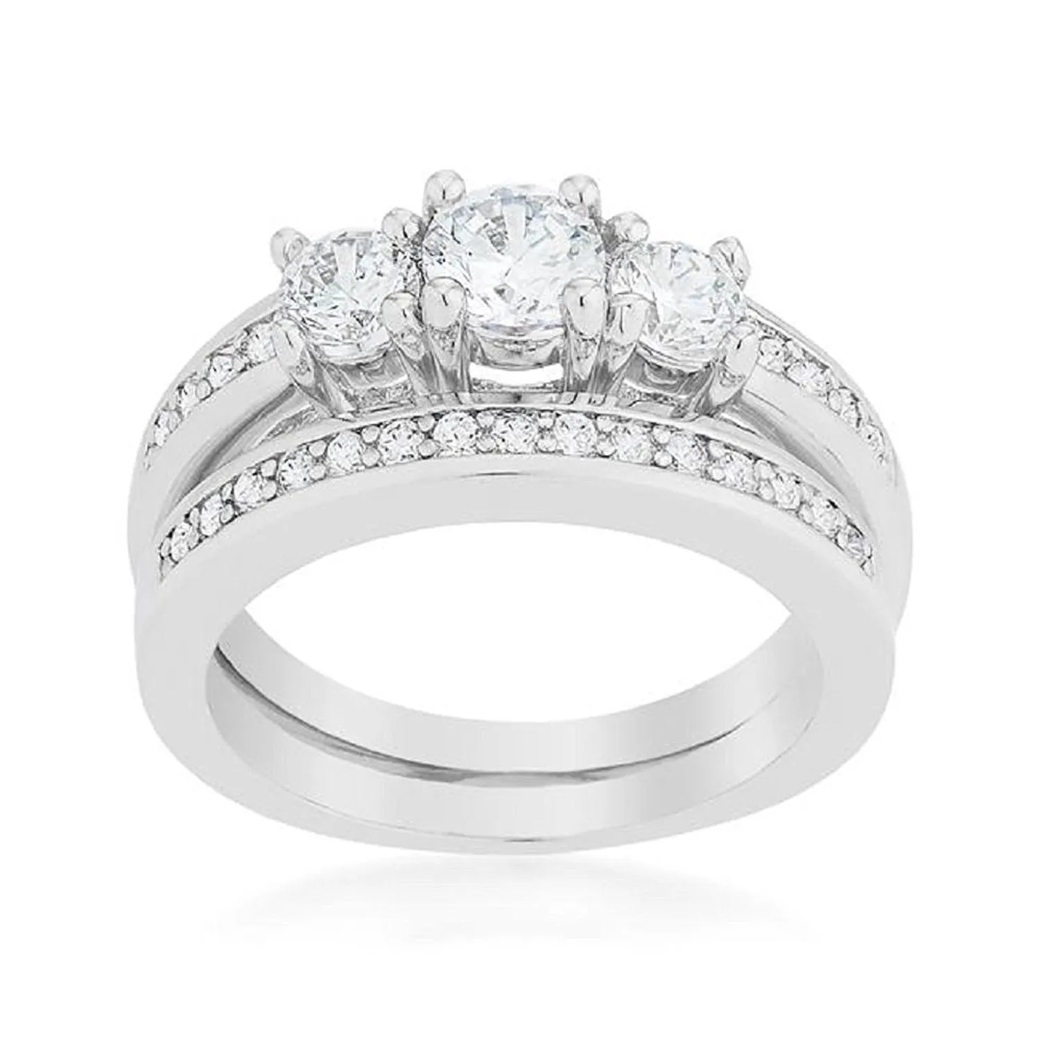 WildKlass Three Stone Wedding Ring Set