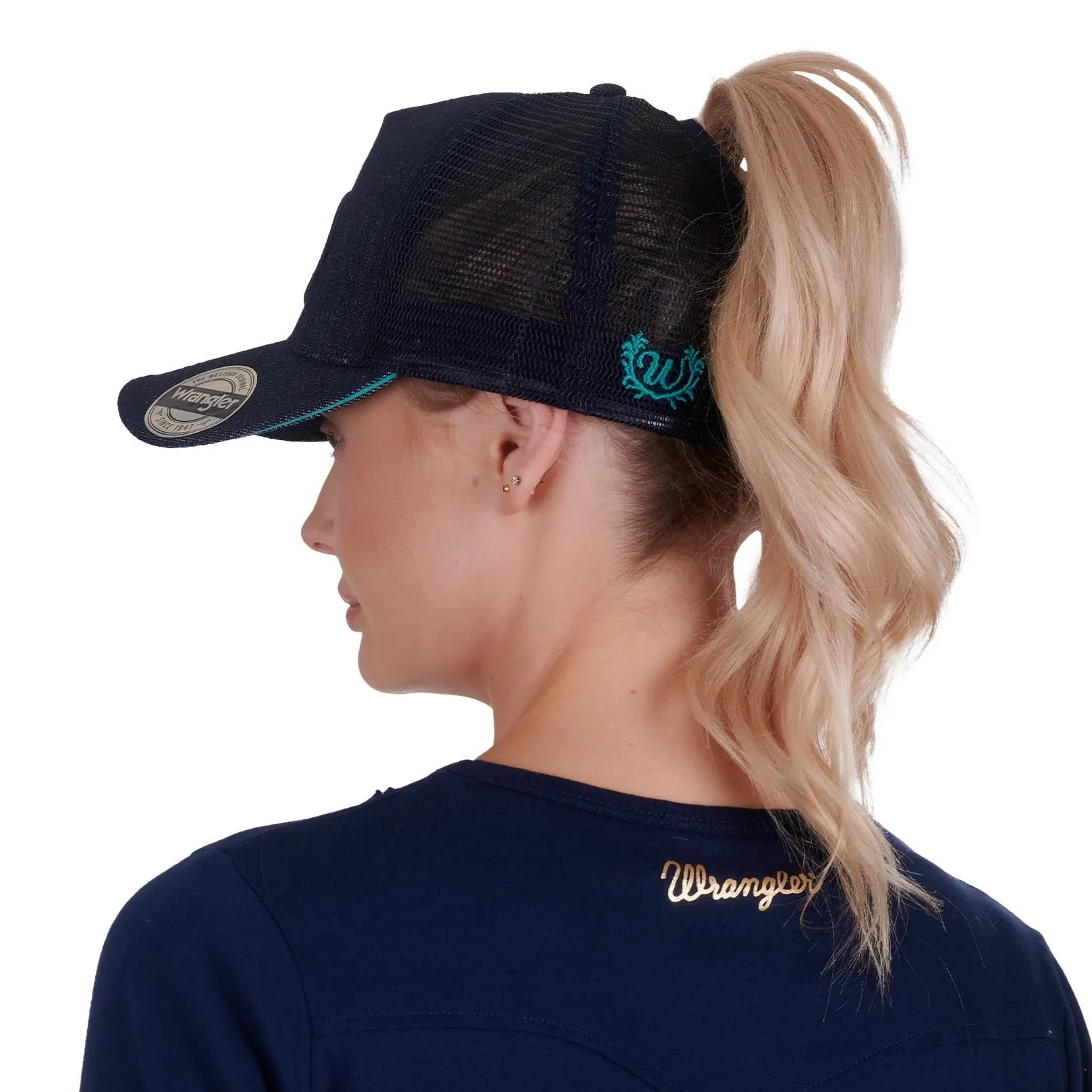 Wrangler Nat Ponytail Trucker Cap | Navy