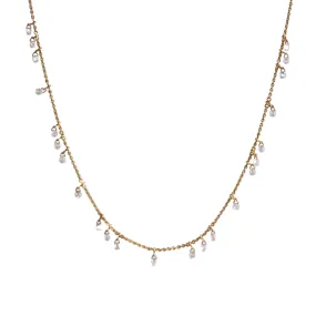 Yellow Gold Drilled Rounded Diamond Necklace